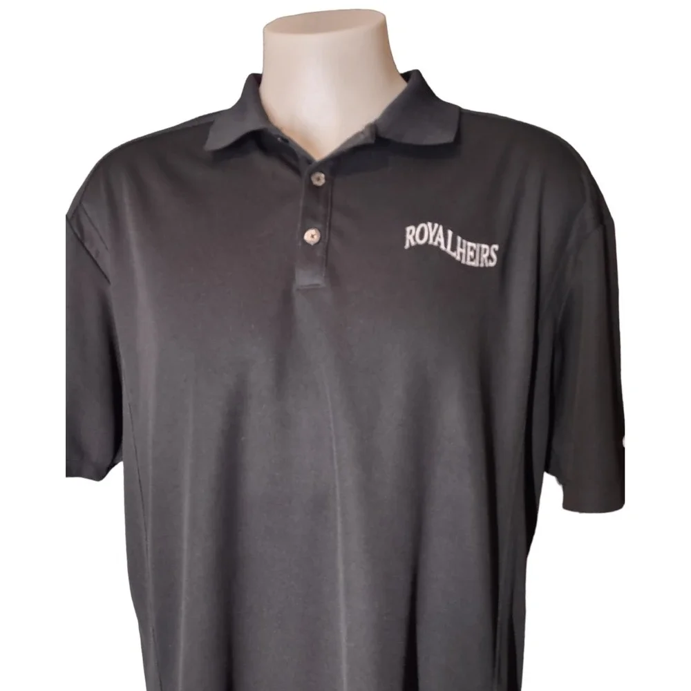 Nike Polo Shirt Men's XL Royal Heirs Logo Black Golf Athleisure  Short Sleeve
